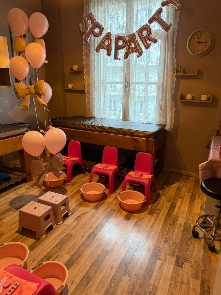 Spa Party Room Setup